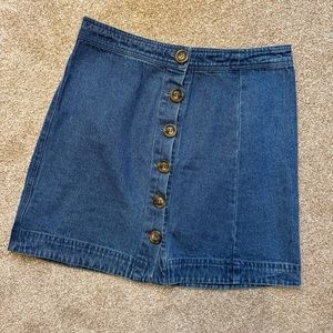 Button Front Mini Denim Skirt